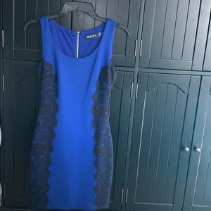 Guess Blue and Black Fitted Dress